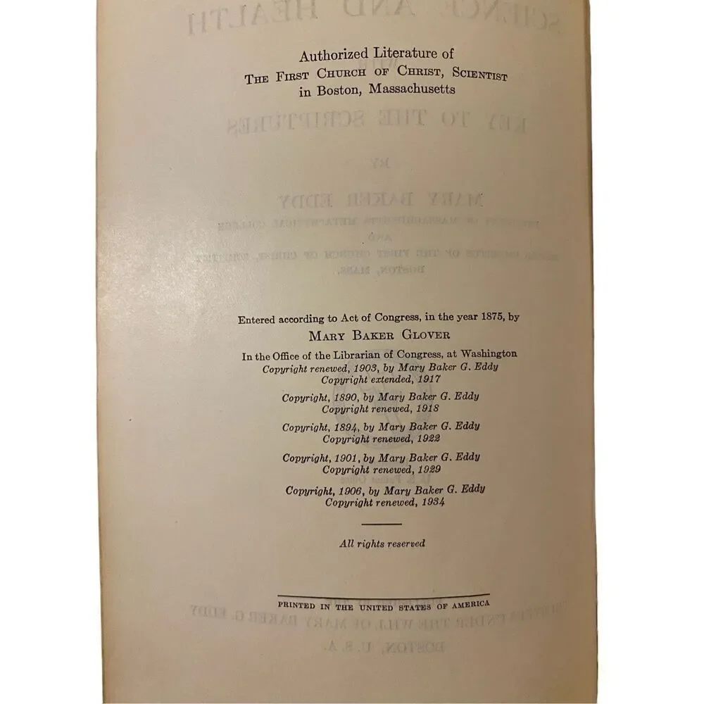 Science And Health With Key To The Scriptures Hardcover Book